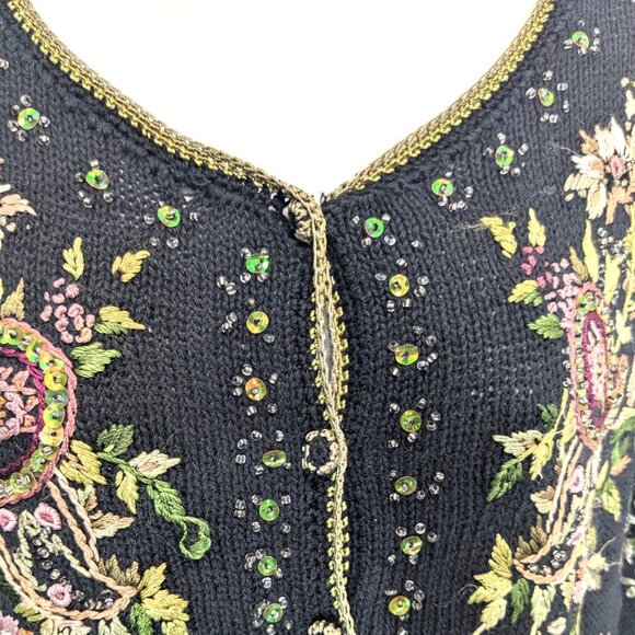 Vintage Y2k 2001 Heirloom Collectibles Cardigan Sweater Large Embroidery Beaded - Picture 7 of 16
